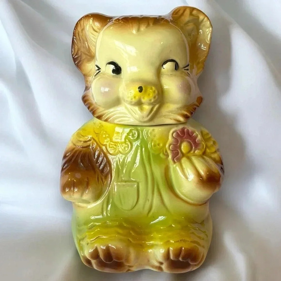 Vintage Ceramic American Bisque Bear Jar